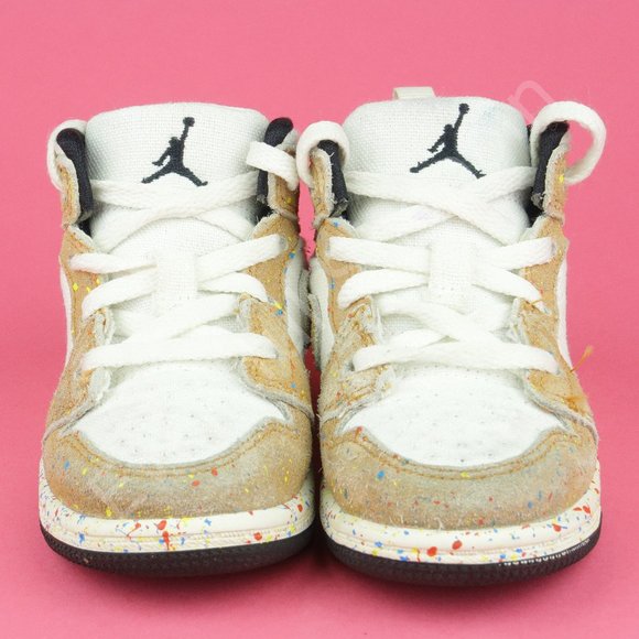 Air Jordan 1 Mid SE Brushstroke TD Toddler Shoes DA8012-100 Size 6C - Picture 2 of 6